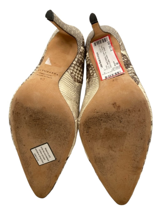 Altuzarra Shoe Size 40 Cream & Brown Python & Leather Pointed Toe Mule Pumps Cream & Brown / 40