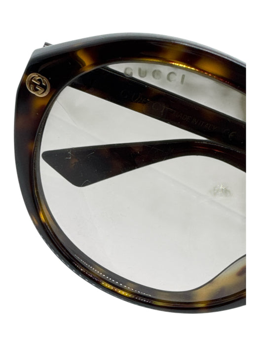 Gucci Brown & Tan Acetate round Tortoise Gold Hardware Sunglasses Brown & Tan