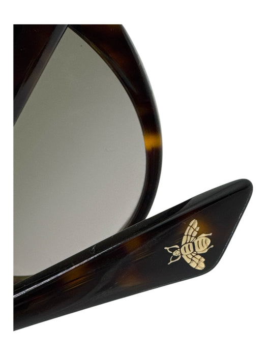 Gucci Brown & Tan Acetate round Tortoise Gold Hardware Sunglasses Brown & Tan