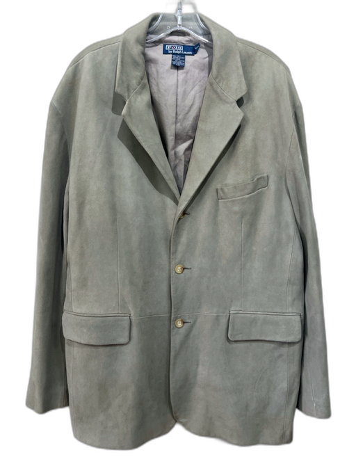 Polo Size XL Gray Suede Solid 3 button Men's Jacket Gray / XL