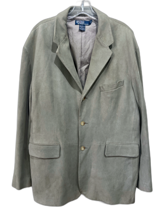 Polo Size XL Gray Suede Solid 3 button Men's Jacket Gray / XL