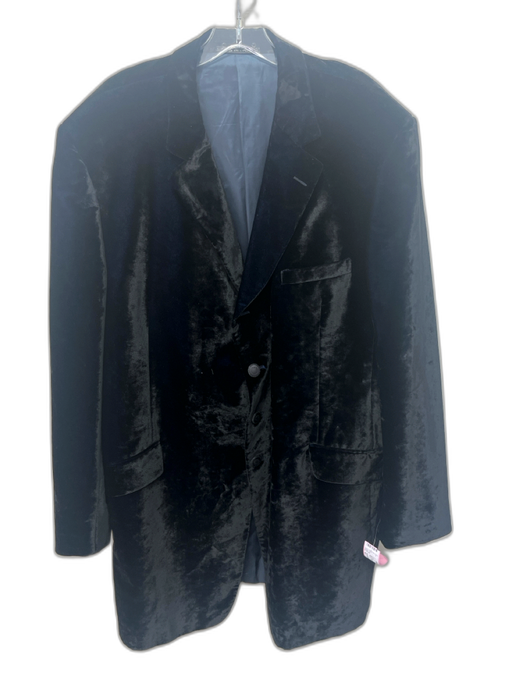 Versace Classic V2 Size 62 Black Velour Solid Overcoat Men's Jacket Black / 62