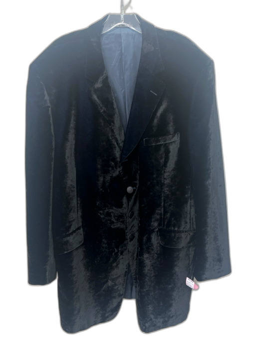 Versace Classic V2 Size 62 Black Velour Solid Overcoat Men's Jacket Black / 62