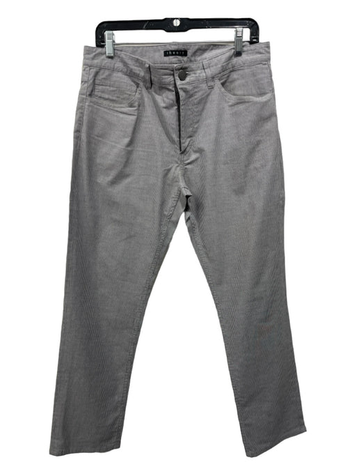 Theory Size 32 Gray & White Cotton Striped Zip Fly Men's Pants 32
