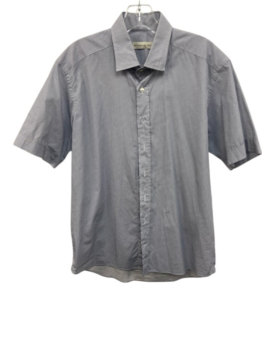 Etro Size 40 Blue & White Cotton All Over Print Buttons Men's Short Sleeve Blue & White / 40