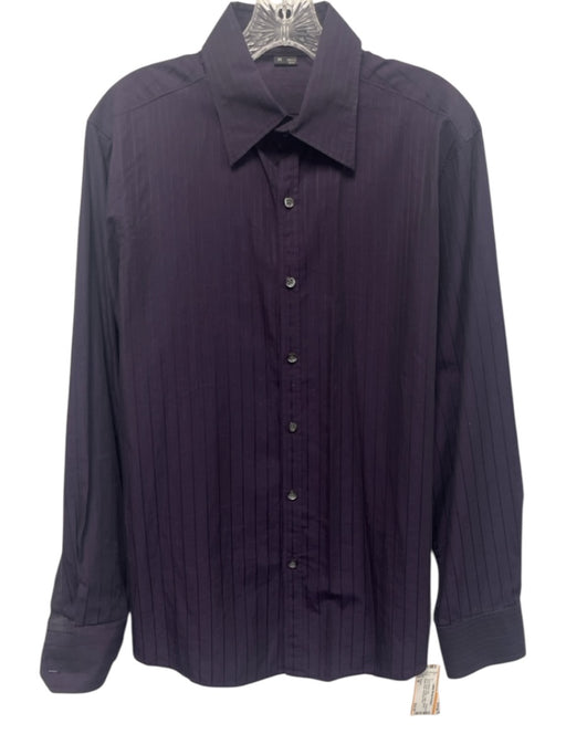 Theory AS IS Size M Purple & Black Cotton Striped Button Down Long Sleeve Shirt Purple & Black / M
