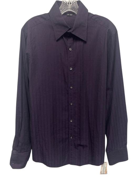 Theory AS IS Size M Purple & Black Cotton Striped Button Down Long Sleeve Shirt Purple & Black / M