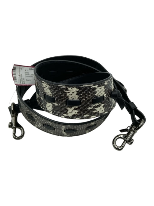 Coach Black & White Leather Snake Embossed Gunmetal Hardware strap Black & White