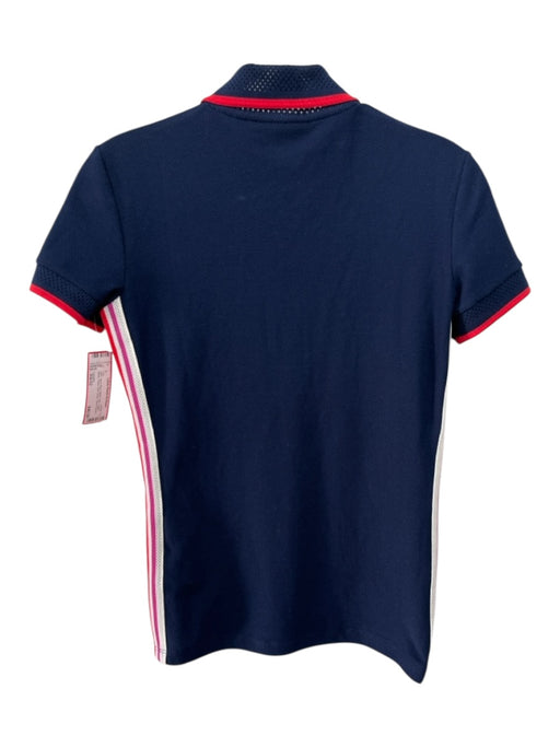 Lacoste Size XS/32 Navy Blue, White, Red Cotton Blend Pique Side Stripe Polo Top Navy Blue, White, Red / XS/32