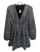 Maje Size 38 Silver & Black Polyester Blend Tweed Snap Button Collarless Coat Silver & Black / 38
