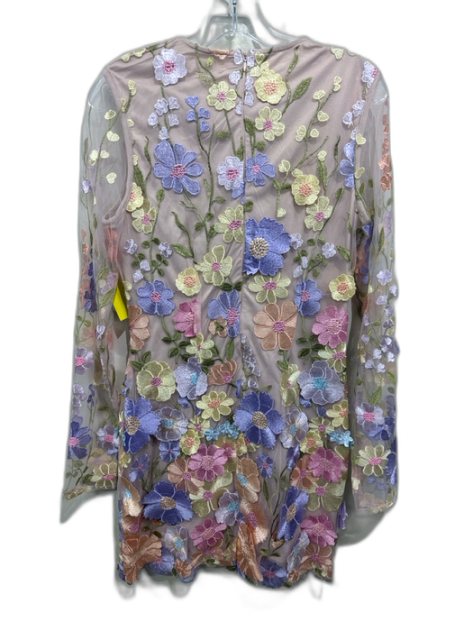 Avec Les Filles Size 6 Blush Pink, Purple, Yellow Polyester Blend Mesh Dress Blush Pink, Purple, Yellow / 6