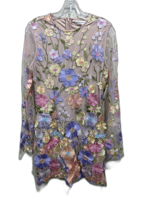 Avec Les Filles Size 6 Blush Pink, Purple, Yellow Polyester Blend Mesh Dress Blush Pink, Purple, Yellow / 6