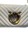 Pinko Cream Leather Brass Hardware Bird Magnetic Close Crossbody Strap Bag Cream / Mini