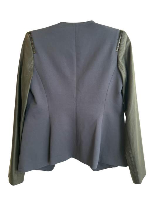 Theory Size S Navy Viscose Blend Faux Leather Details Open Front Jacket Navy / S