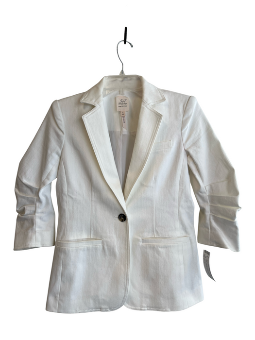 Cinq a Sept Size 0 White Cotton Blend Lapel Single Button Blazer Jacket White / 0