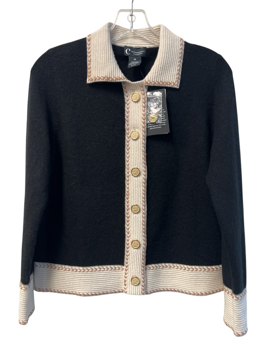 C by bloomingdales Size XS Black White & Beige Cashmere Long Sleeve Sweater Black White & Beige / XS