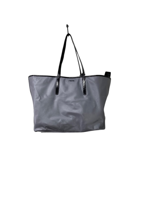 Tumi Gray & Black Nylon & Leather Patent Trim Tote Zip Top Bag Gray & Black / L