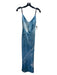 Hugo Boss Size 2 Blue Print Polyester Blend Patchwork Denim Look V Neck Dress Blue Print / 2