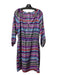 Shoshanna Size 6 Multi Silk round split neck Elastic Waist Broken Stripes Dress Multi / 6