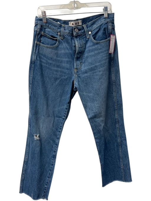 AMO Size 29 Med Light Wash Cotton Blend 5 Pocket Button Fly Straight Jeans Med Light Wash / 29