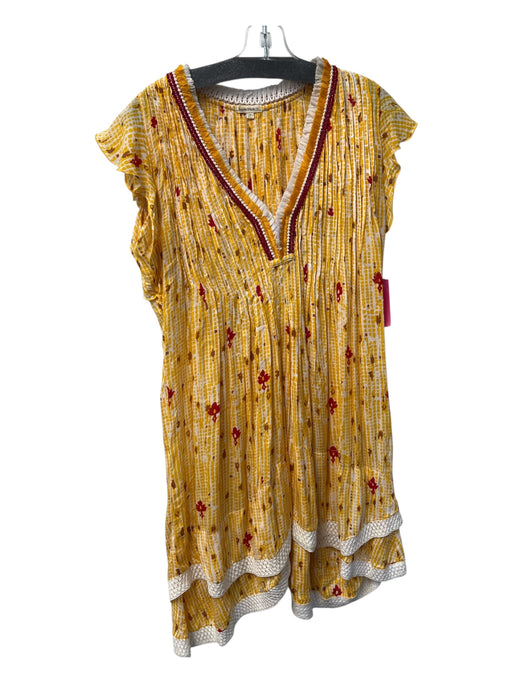 Poupette St. Barth Size Medium Yellow & red Viscose Sleeveless Ruffles Dress Yellow & red / Medium