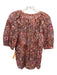 A.L.C. Size 6 Orange, Pink & Black Silk Short Balloon Sleeve Abstract Print Top Orange, Pink & Black / 6