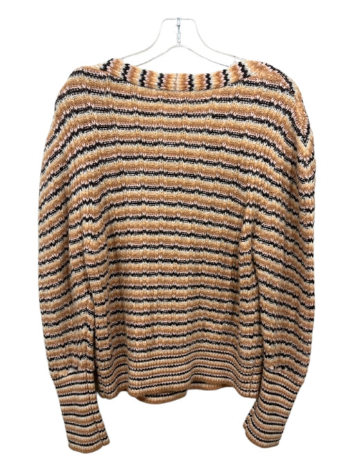 A.L.C. Size Large Orange, Brown & Cream Wool Blend Knit Button Up Sweater Orange, Brown & Cream / Large
