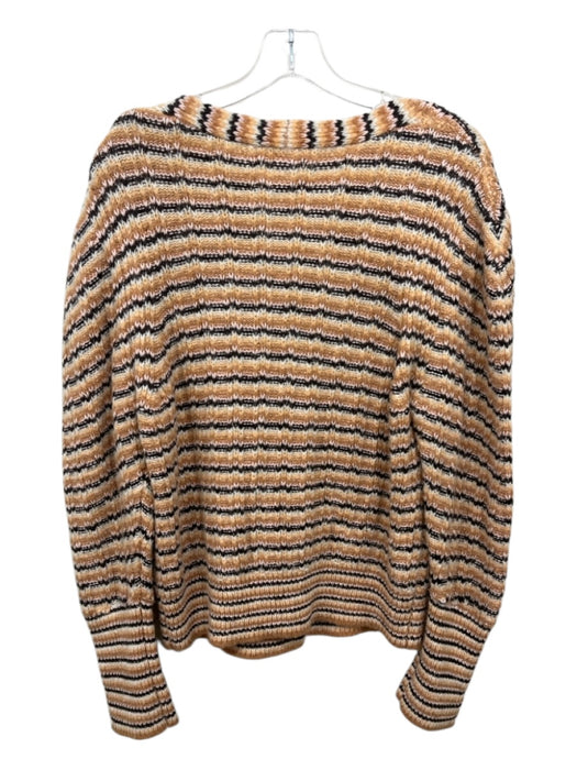 A.L.C. Size Large Orange, Brown & Cream Wool Blend Knit Button Up Sweater Orange, Brown & Cream / Large