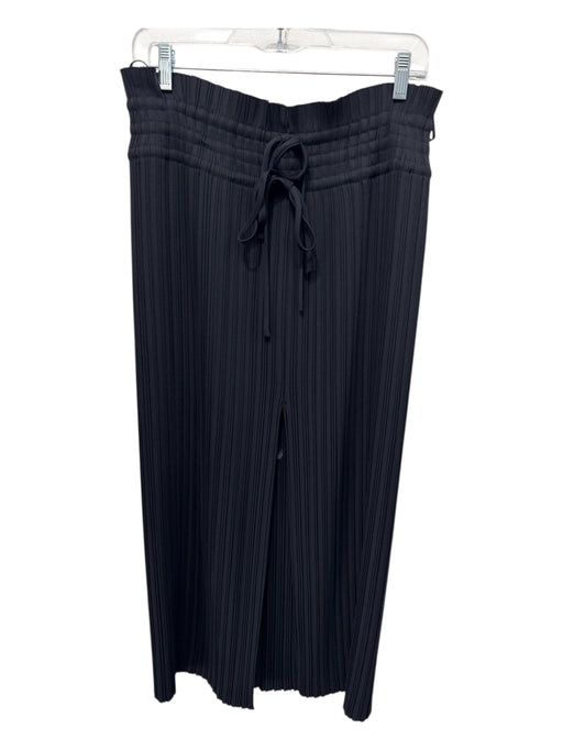A.L.C. Size 4 Black Polyester Accordian Pleats Drawstring Waist Front Slit Skirt Black / 4