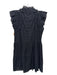 Sea New York Size 8 Black Cotton Eyelet Short Cap Sleeve Mock Collar Dress Black / 8