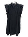 Sea New York Size 8 Black Cotton Eyelet Short Cap Sleeve Mock Collar Dress Black / 8
