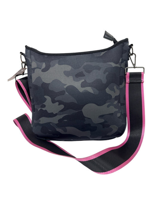 Haute Shore Gray, Black & Pink Neoprene Camo Detachable Strap Striped Detail Bag Gray, Black & Pink / Medium