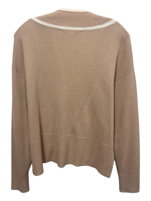 Veronica Beard Size M Beige & White Cashmere Long Sleeve Buttons Cardigan Beige & White / M