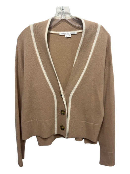 Veronica Beard Size M Beige & White Cashmere Long Sleeve Buttons Cardigan Beige & White / M