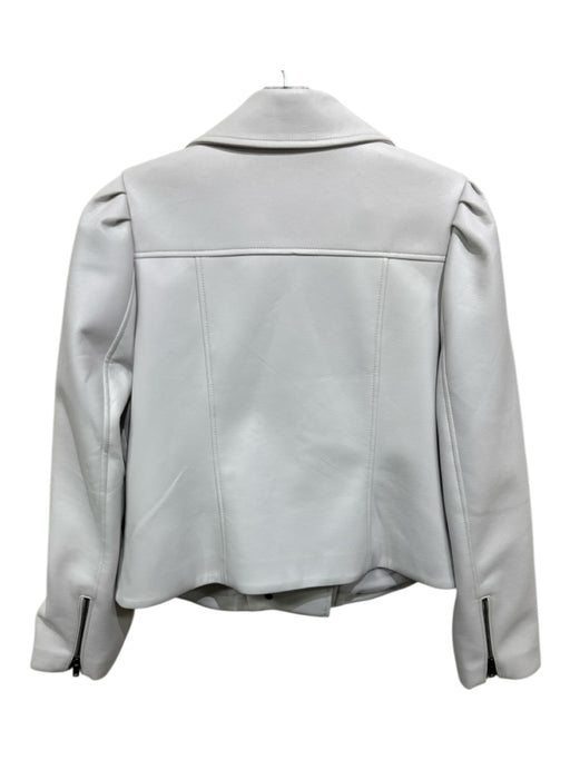 Marie Oliver Size M White Polyester Long Sleeve Zip Up Collar Jacket White / M