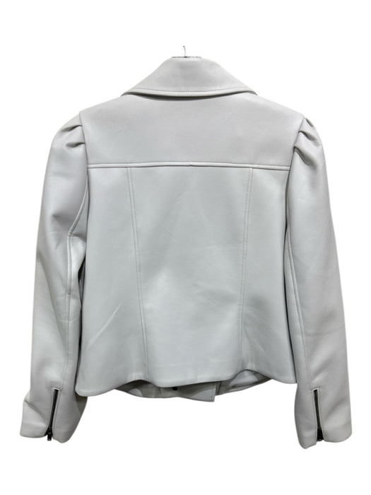 Marie Oliver Size M White Polyester Long Sleeve Zip Up Collar Jacket White / M
