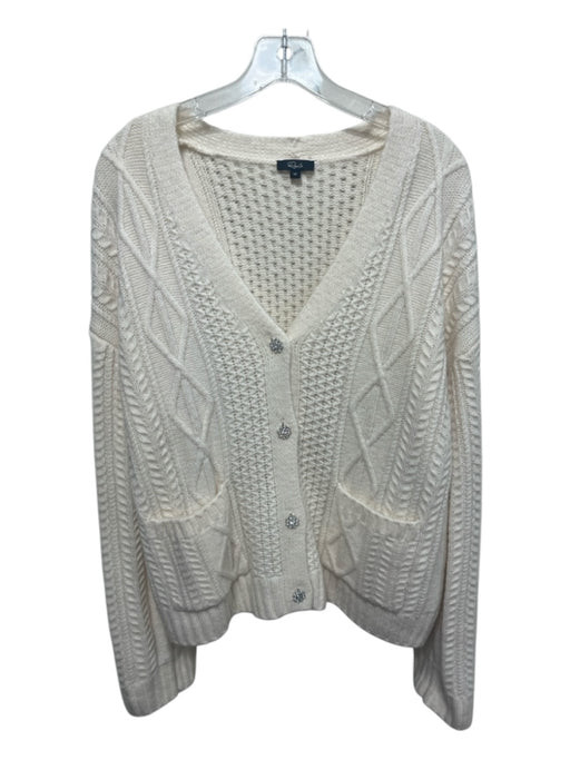 Rails Size M White Nylon Blend Long Sleeve Knit Jewel Buttons Pockets Cardigan White / M