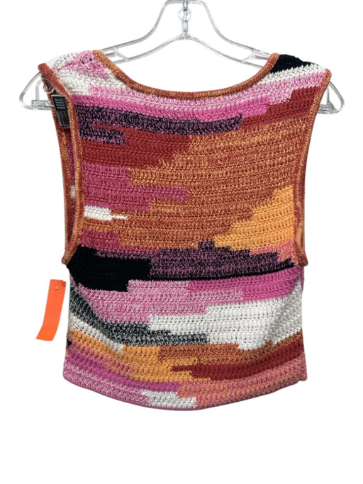 A.L.C. Size M Pink, Orange, White Cotton Crochet Geometric Sleeveless Skirt Set Pink, Orange, White / M
