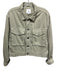 AG Size M Army Green Cotton Blend Collar Button Up Pockets Cropped Jacket Army Green / M