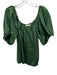 Rebecca Taylor Size 8 Green Cotton Short split sleeve Gathered Pleating Puff Top Green / 8