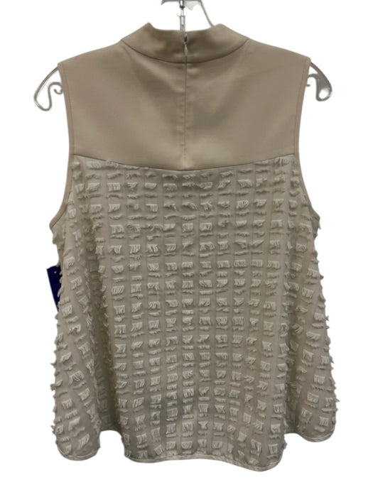 Tibi Size 8 Cream White Polyester Blend Flocked Detail Sleeveless high neck Top Cream White / 8