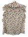 Alice + Olivia Size L White & Multi Silk Sleeveless Drink Print Button Up Top White & Multi / L