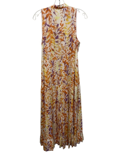 Poupette St. Barth Size M White, Orange & Purple Viscose Sleeveless V Neck Dress White, Orange & Purple / M