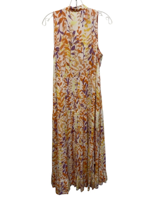 Poupette St. Barth Size M White, Orange & Purple Viscose Sleeveless V Neck Dress White, Orange & Purple / M