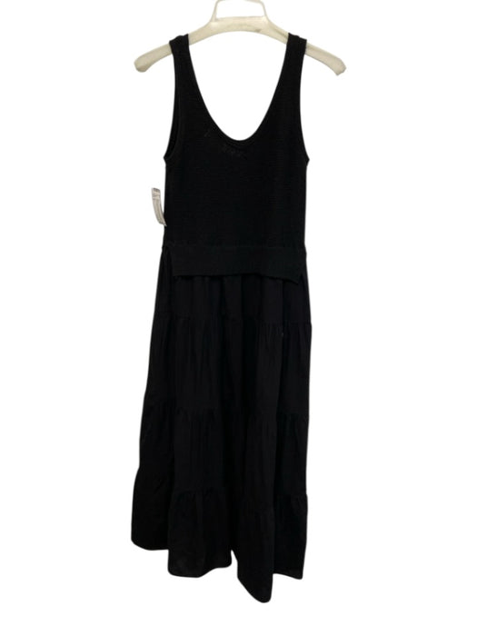 Elan Size M Black Cotton & Polyester Blend Fabric Block Knit Top V Neck Dress Black / M