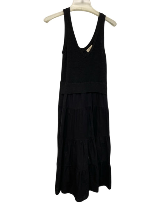 Elan Size M Black Cotton & Polyester Blend Fabric Block Knit Top V Neck Dress Black / M