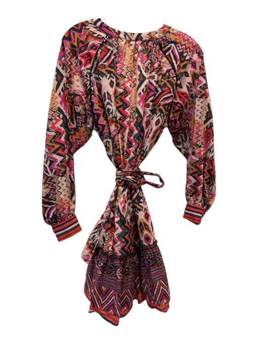 Zara Size M Purple, Black, Multi Cotton Button Up Long Sleeve Knee length Dress Purple, Black, Multi / M