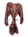 Zara Size M Purple, Black, Multi Cotton Button Up Long Sleeve Knee length Dress Purple, Black, Multi / M