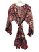 Zara Size M Purple, Black, Multi Cotton Button Up Long Sleeve Knee length Dress Purple, Black, Multi / M
