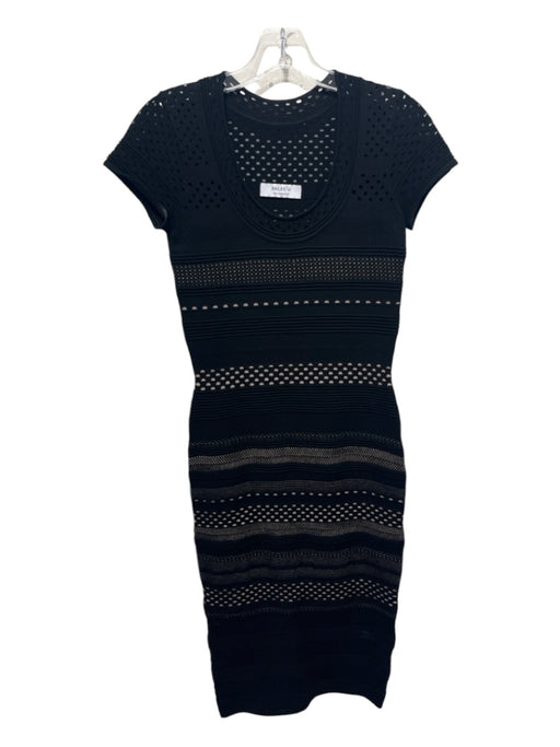 Bailey 44 Size S Black & Beige Viscose Knit Stripe Cap Sleeve Dress Black & Beige / S